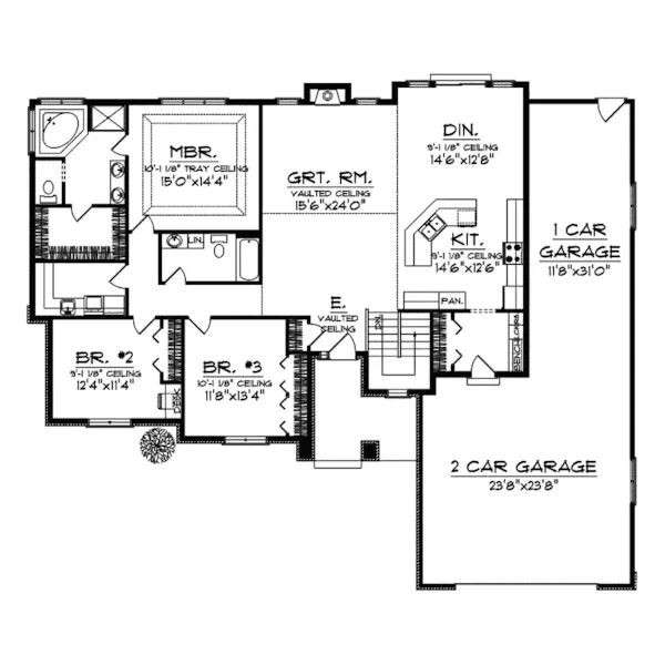 Modern House Plan First Floor - Helmsley Ranch Home 051D-0523 - Search House Plans and More