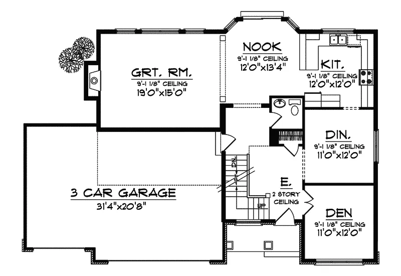 Modern House Plan First Floor - Grover Arts And Crafts Home 051D-0524 - Search House Plans and More