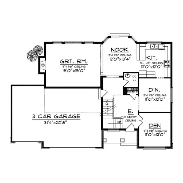 Craftsman House Plan First Floor - Grover Arts And Crafts Home 051D-0524 - Search House Plans and More