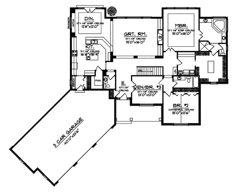 Ranch House Plan First Floor - Perkinston Craftsman Home 051D-0526 - Shop House Plans and More