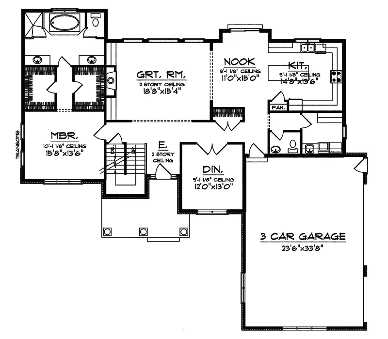Southern House Plan First Floor - Dewey Place Traditional Home 051D-0528 - Search House Plans and More