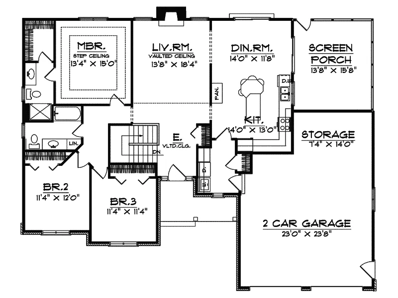 Southern House Plan First Floor - Chabert Traditional Ranch Home 051D-0532 - Search House Plans and More