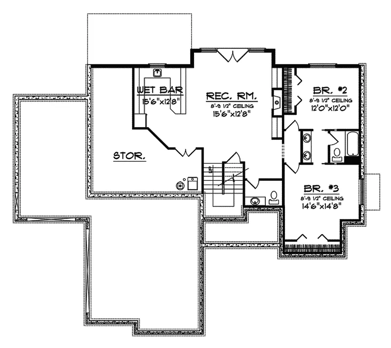 Southern House Plan Lower Level Floor - Fallon Hill Traditional Home 051D-0536 - Search House Plans and More