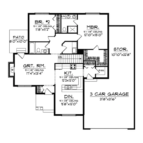 Country House Plan First Floor - Rossetti Craftsman Ranch Home 051D-0545 - Shop House Plans and More