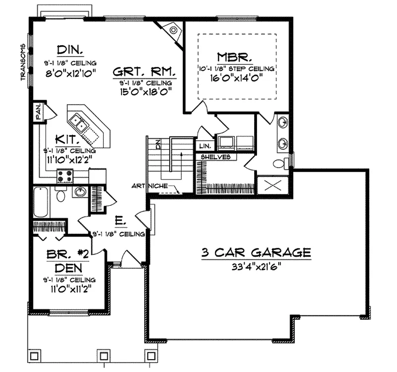 Ranch House Plan First Floor - Houlihan Craftsman Ranch Home 051D-0548 - Search House Plans and More