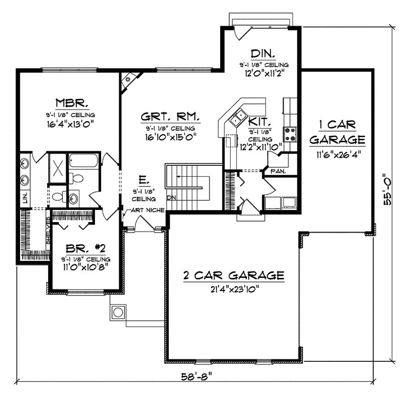 Southern House Plan First Floor - Belcroft Arts And Crafts Home 051D-0549 - Search House Plans and More