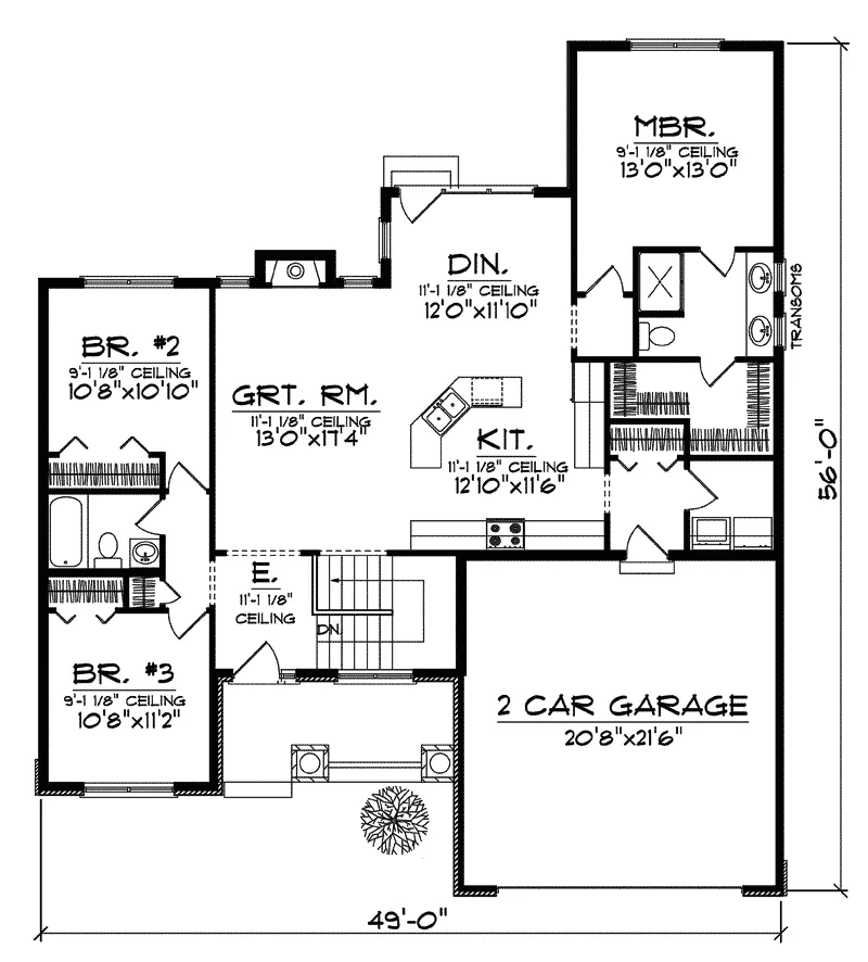 Traditional House Plan First Floor - Vail Place Craftsman Home 051D-0552 - Shop House Plans and More