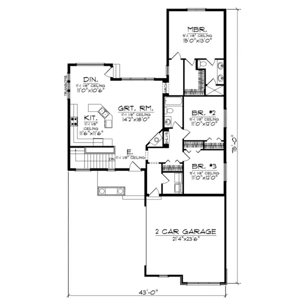 Traditional House Plan First Floor - Silverleaf Craftsman Ranch Home 051D-0553 - Shop House Plans and More