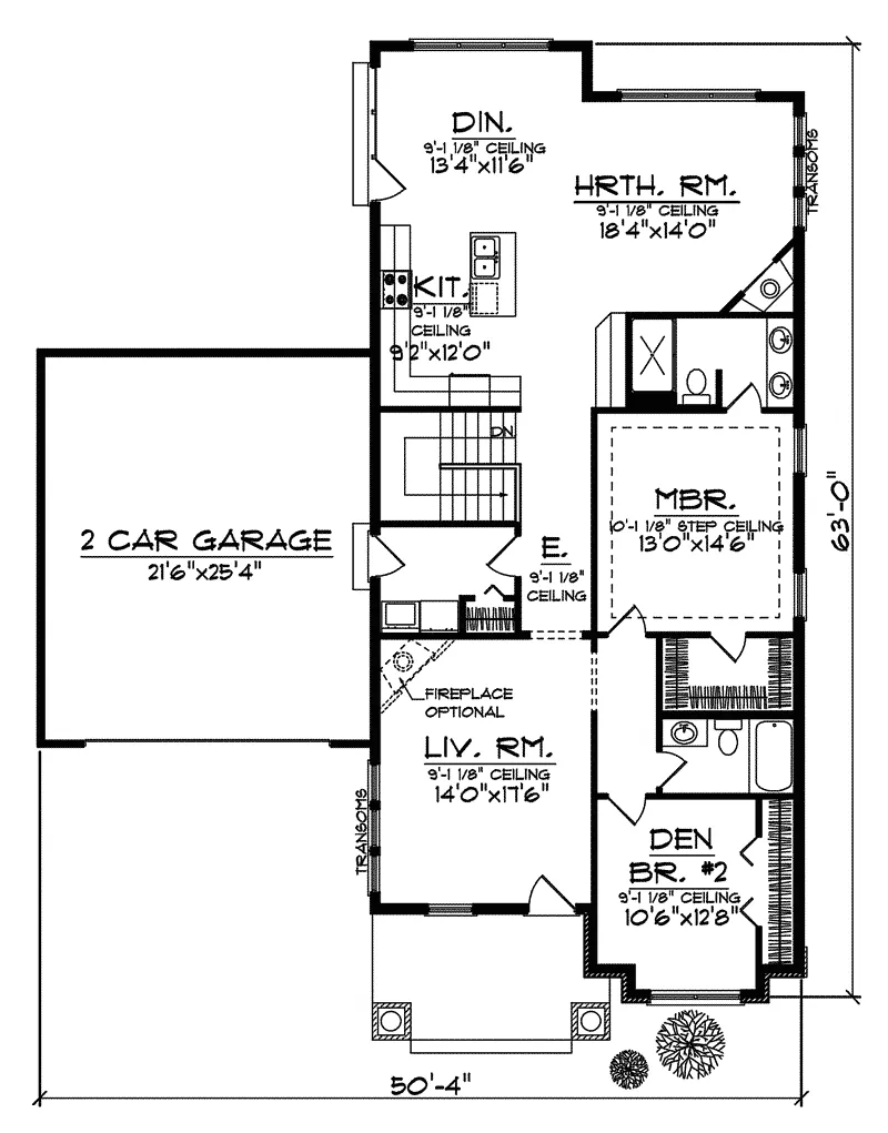 Arts & Crafts House Plan First Floor - Latvia Sunbelt Ranch Home 051D-0554 - Shop House Plans and More