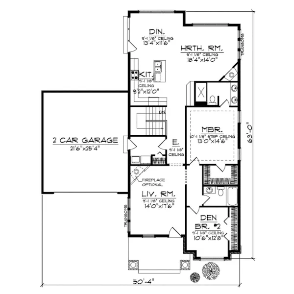 Arts & Crafts House Plan First Floor - Latvia Sunbelt Ranch Home 051D-0554 - Shop House Plans and More