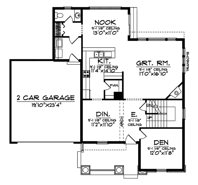 Shingle House Plan First Floor - Belgrove Arts And Crafts Home 051D-0557 - Search House Plans and More