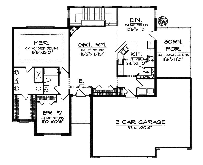 Southern House Plan First Floor - Webster Orchard Ranch Home 051D-0560 - Shop House Plans and More