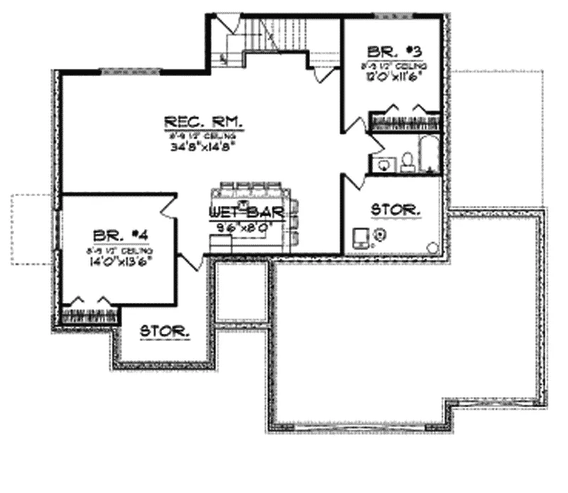 Southern House Plan Lower Level Floor - Webster Orchard Ranch Home 051D-0560 - Shop House Plans and More