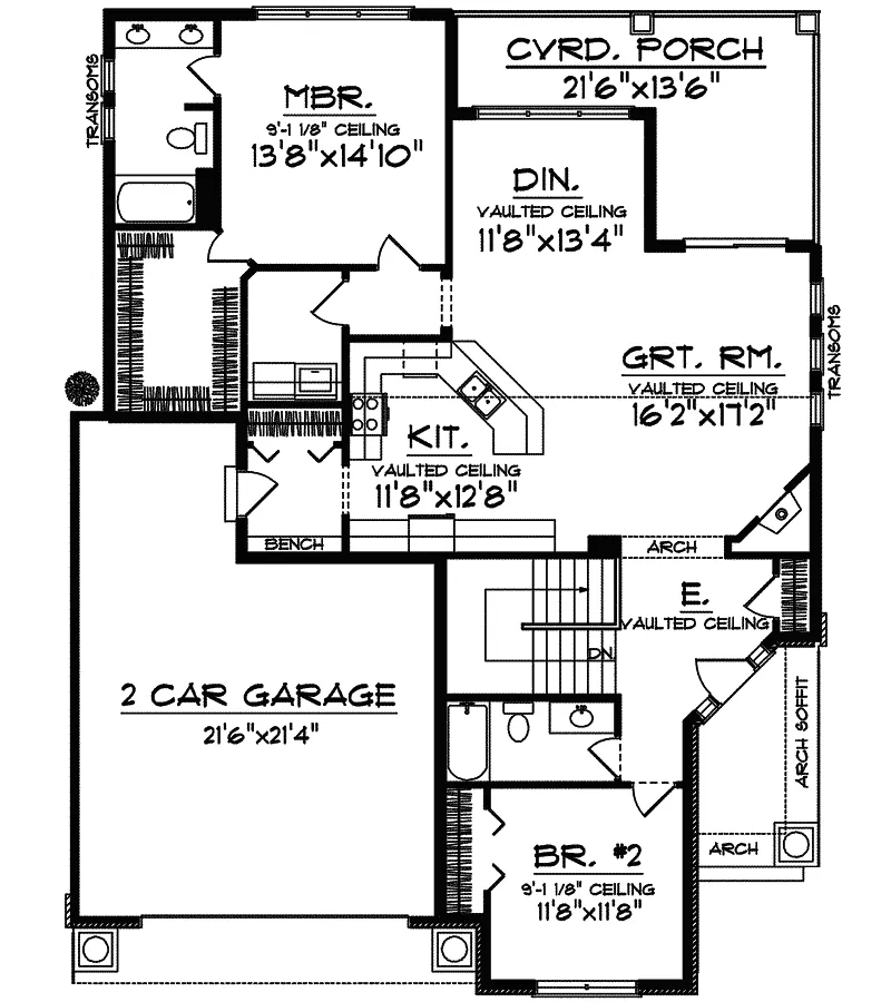 Ranch House Plan First Floor - Gallini Craftsman Home 051D-0561 - Search House Plans and More