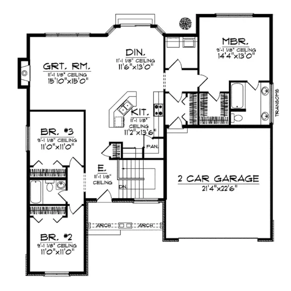 Traditional House Plan First Floor - Corvair Shingle Country Home 051D-0562 - Search House Plans and More