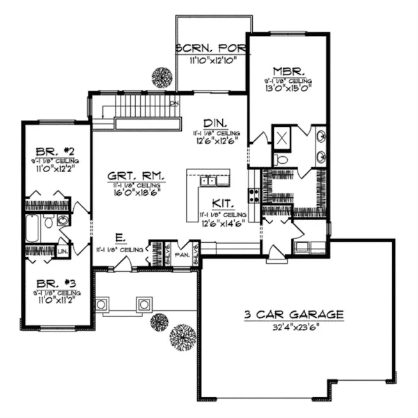 Country House Plan First Floor - Janesville Arts And Crafts Home 051D-0563 - Search House Plans and More