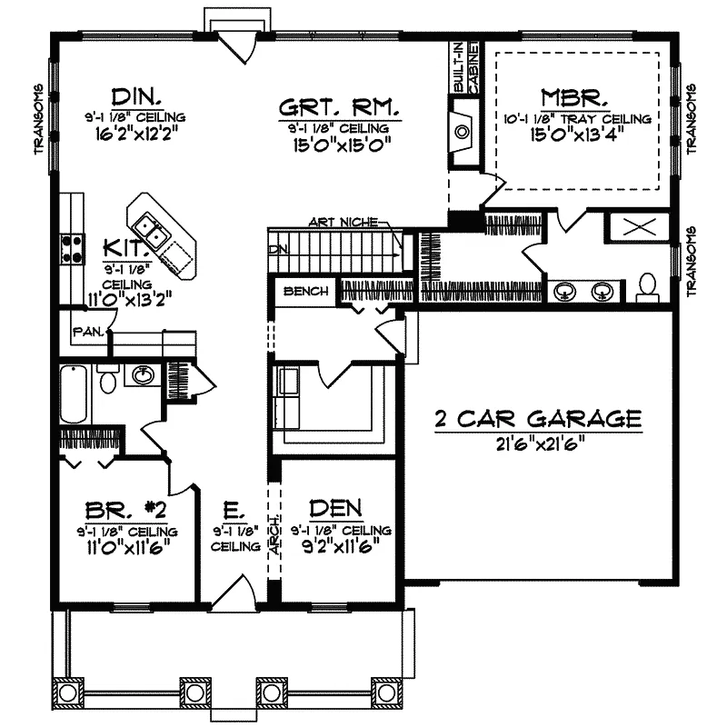 Traditional House Plan First Floor - Underhill Craftsman Home 051D-0565 - Shop House Plans and More