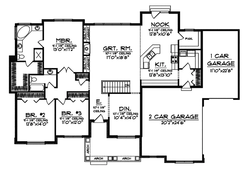Craftsman House Plan First Floor - Bismarck Ranch Home 051D-0568 - Search House Plans and More
