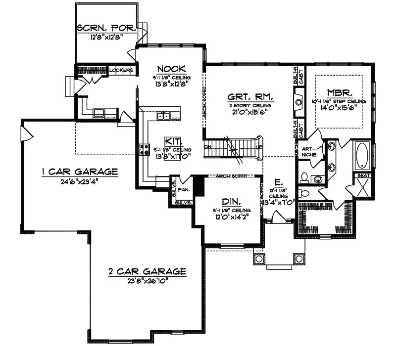 European House Plan First Floor - Medfor Lake Craftsman Home 051D-0570 - Shop House Plans and More