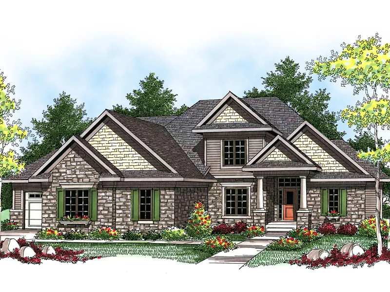 Striking Craftsman Style Two-Story House With Stone Accents