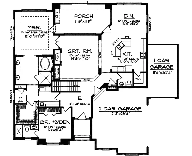 Italian House Plan First Floor - Byron Cove Floridian Home 051D-0571 - Search House Plans and More