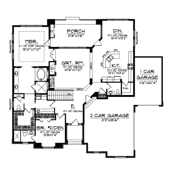 Ranch House Plan First Floor - Byron Cove Floridian Home 051D-0571 - Search House Plans and More