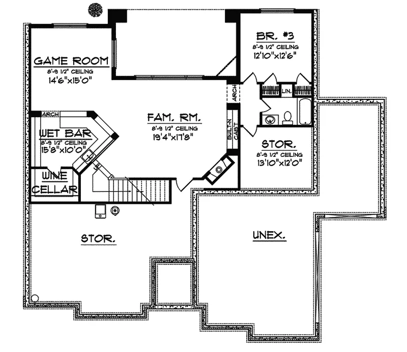 Florida House Plan Lower Level Floor - Selden Arts And Crafts Home 051D-0572 - Shop House Plans and More