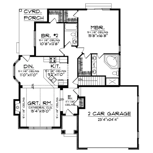 Ranch House Plan First Floor - Kendelwood Ranch Home 051D-0573 - Search House Plans and More