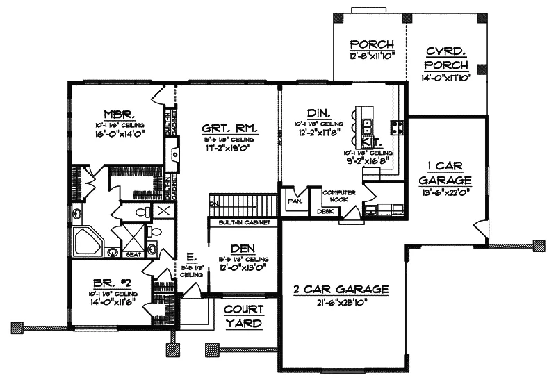 Contemporary House Plan First Floor - Kilmory Prairie Style Home 051D-0579 - Search House Plans and More