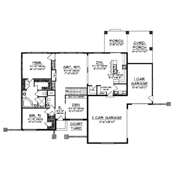 Southwestern House Plan First Floor - Kilmory Prairie Style Home 051D-0579 - Search House Plans and More