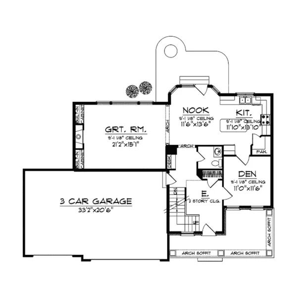 Traditional House Plan First Floor - Santa Cruz European Home 051D-0582 - Shop House Plans and More