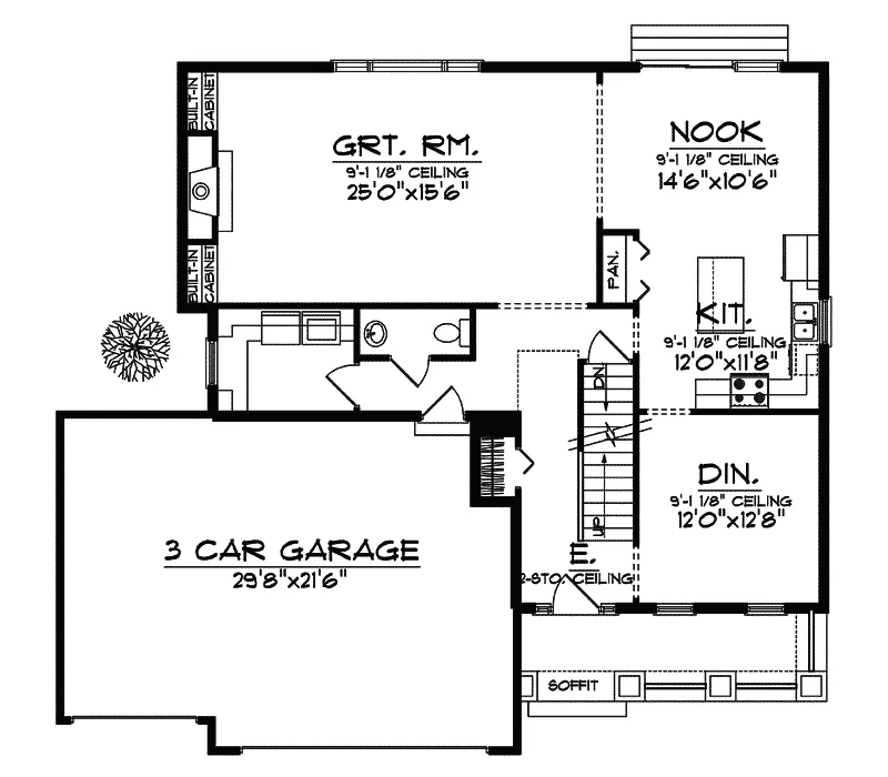 Southwestern House Plan First Floor - Coldenham Spanish Home 051D-0583 - Search House Plans and More