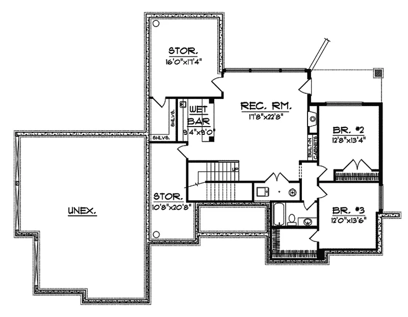Mountain House Plan Lower Level Floor - Peacock Farm Mountain Home 051D-0584 - Shop House Plans and More