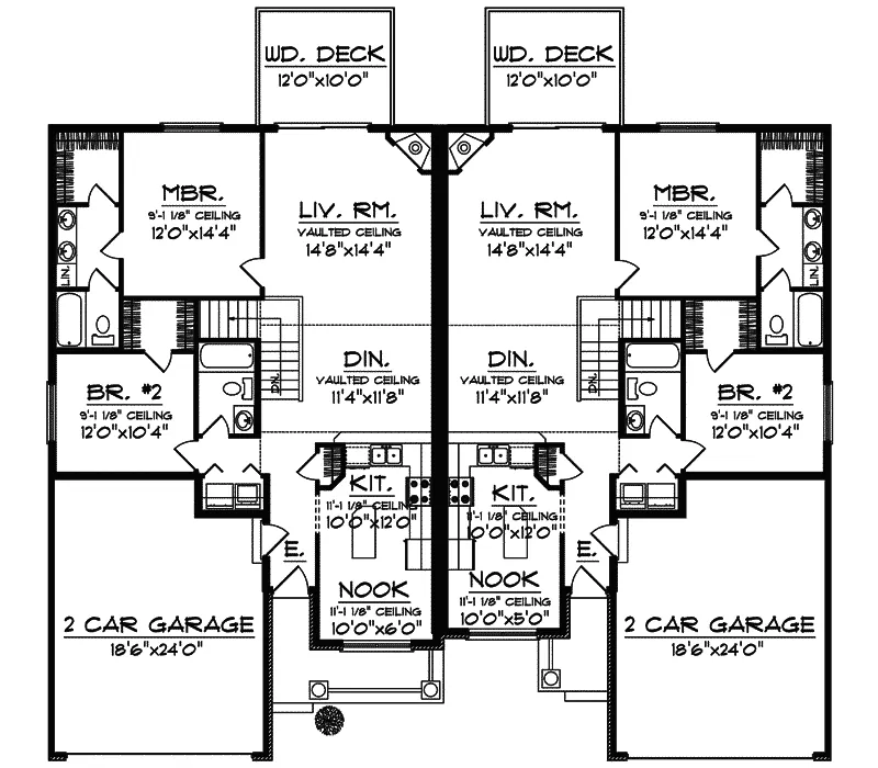 Traditional House Plan First Floor - Country Brook Ranch Duplex 051D-0587 - Search House Plans and More