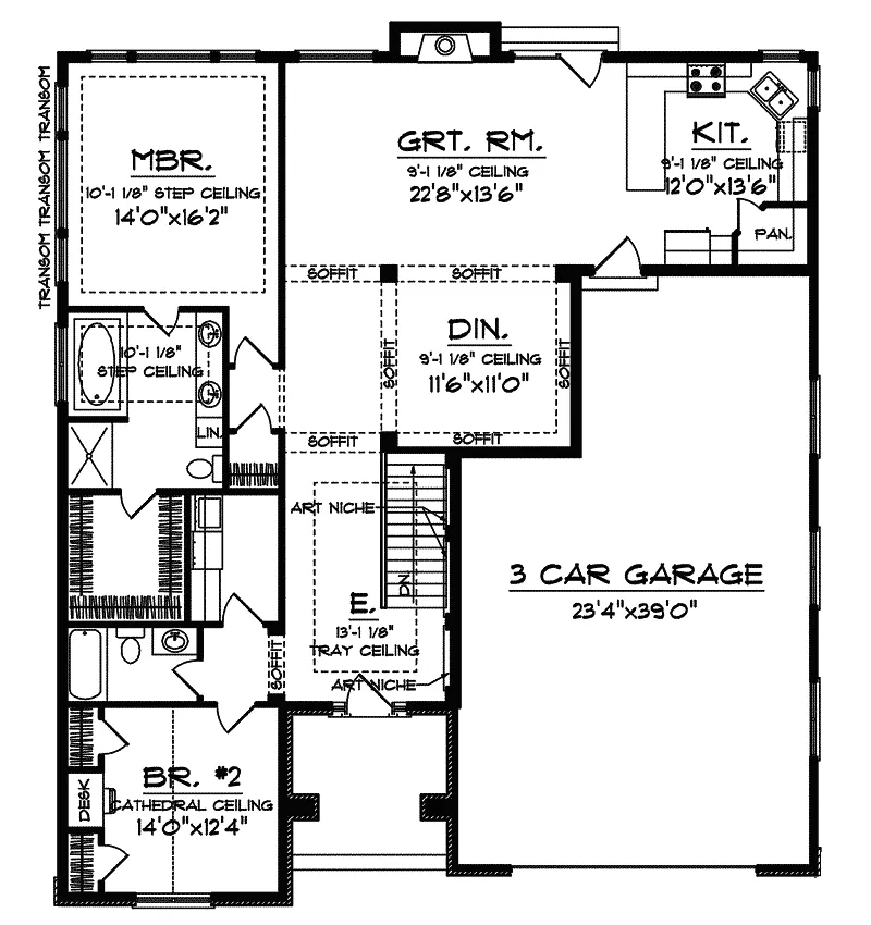 Ranch House Plan First Floor - Plumeria Ranch Home 051D-0597 - Shop House Plans and More