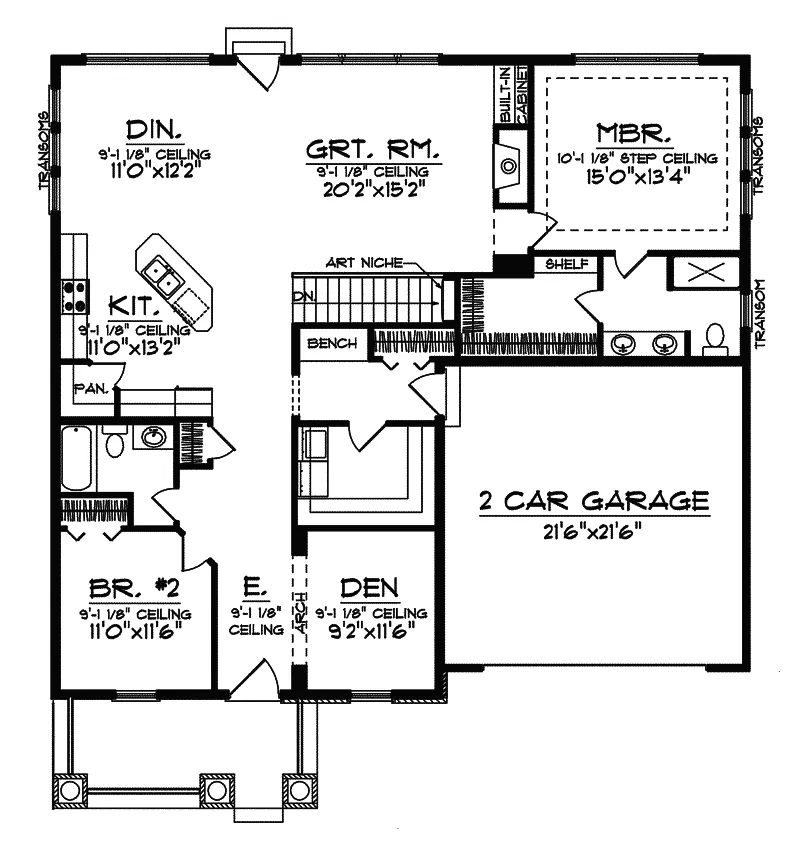Traditional House Plan First Floor - Gallagher Falls Craftsman Home 051D-0598 - Search House Plans and More