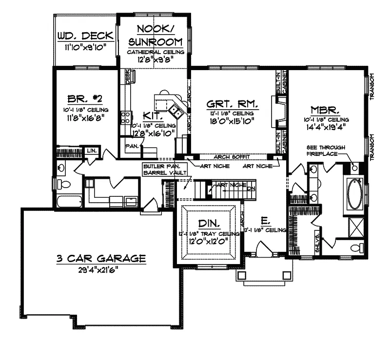 Traditional House Plan First Floor - Page Manor Ranch Home 051D-0599 - Shop House Plans and More