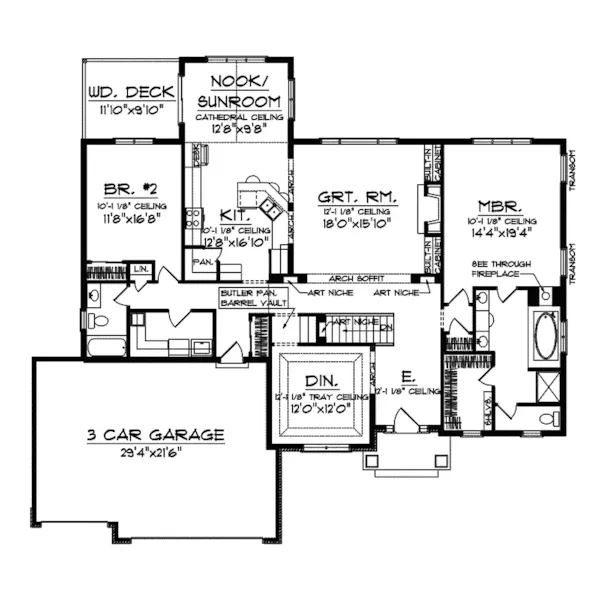 Traditional House Plan First Floor - Page Manor Ranch Home 051D-0599 - Shop House Plans and More