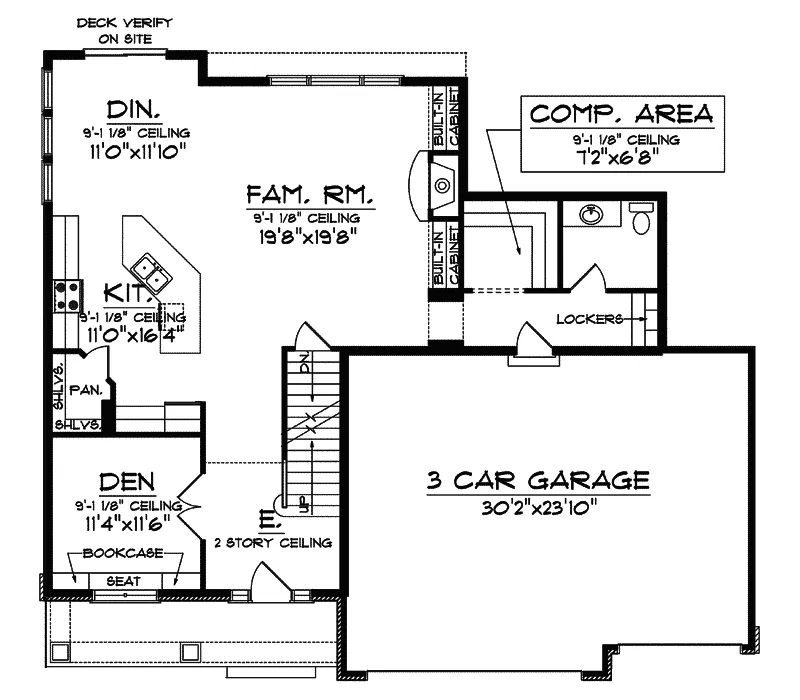 Traditional House Plan First Floor - Rockcrest Traditional Home 051D-0601 - Shop House Plans and More