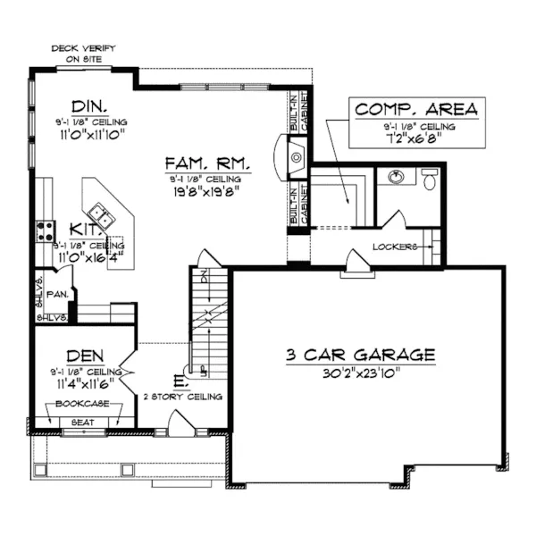 Traditional House Plan First Floor - Rockcrest Traditional Home 051D-0601 - Shop House Plans and More