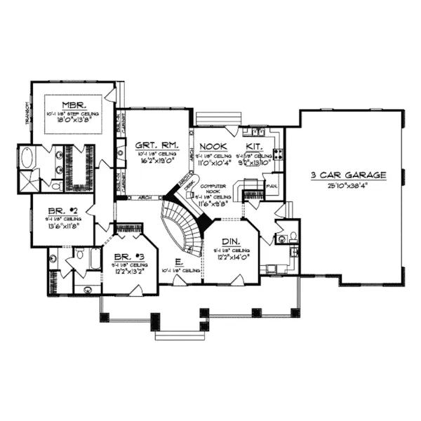 Ranch House Plan First Floor - Cyril Country Home 051D-0602 - Search House Plans and More