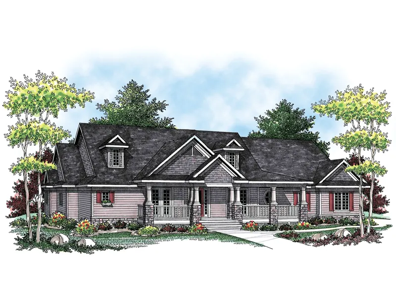 Ranch House Plan Front of Home - Cyril Country Home 051D-0602 - Search House Plans and More