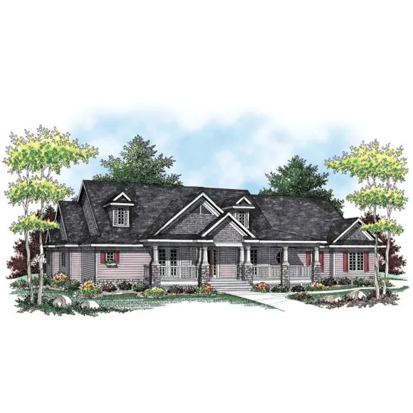 Ranch House Plan Front of Home - Cyril Country Home 051D-0602 - Search House Plans and More