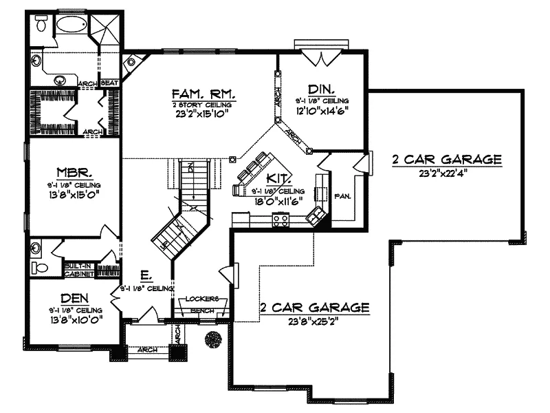 Traditional House Plan First Floor - Archibald Rustic Home 051D-0605 - Search House Plans and More