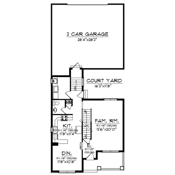 Traditional House Plan First Floor - Farmcrest Traditional Home 051D-0609 - Search House Plans and More