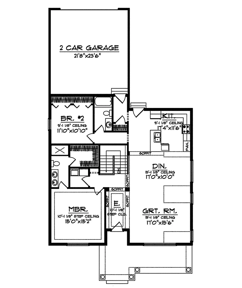 Ranch House Plan First Floor - Glen Way Ranch Home 051D-0610 - Search House Plans and More