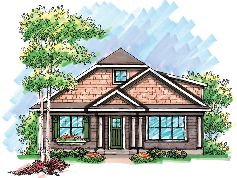 Ranch House Plan Front of Home - Glen Way Ranch Home 051D-0610 - Search House Plans and More