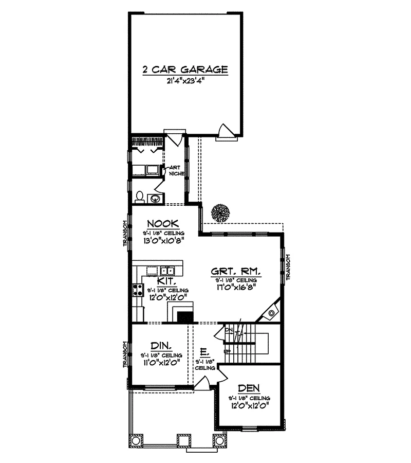 Traditional House Plan First Floor - Kinderhook Trail Narrow Lot Home 051D-0611 - Search House Plans and More