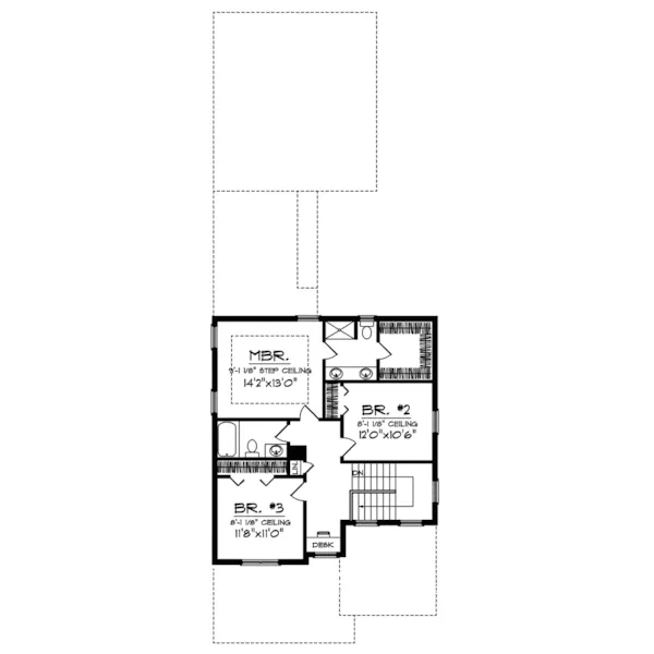 Traditional House Plan Second Floor - Kinderhook Trail Narrow Lot Home 051D-0611 - Search House Plans and More