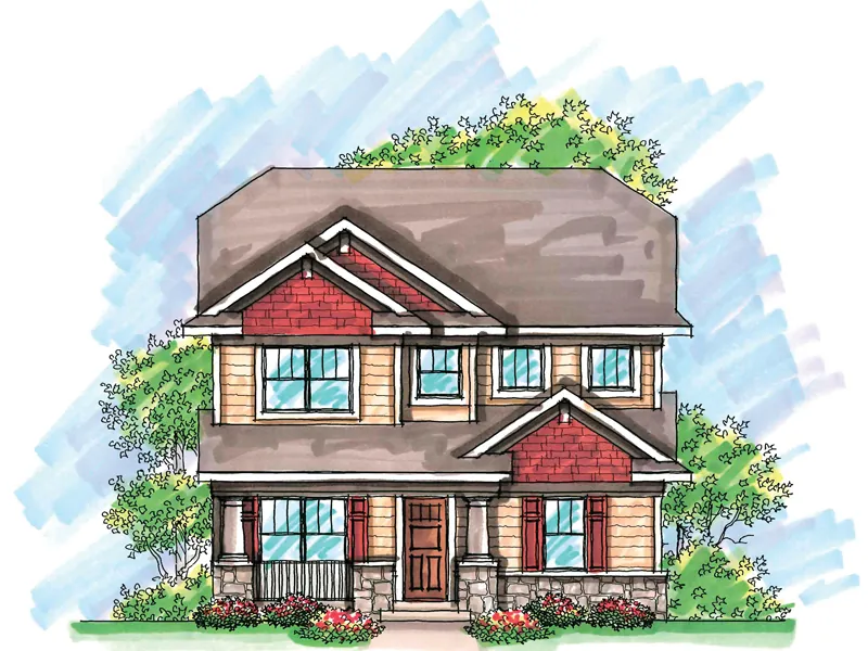 Traditional House Plan Front of Home - Kinderhook Trail Narrow Lot Home 051D-0611 - Search House Plans and More